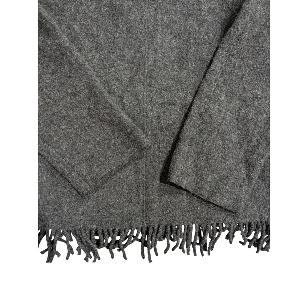 J. Crew Women's Gray Alpaca Wool Blend Sweater Fringe Mock‎ Neck Size M